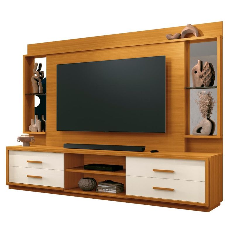 Estante-Home-para-TV-Ate-75-Polegadas-4-Gavetas-240cm-com-Rodizios-Leni-EDN-Moveis-