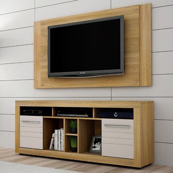 Rack com Painel para TV até 50 Polegadas 2 Portas com Rodízios Firenze Valdemóveis