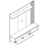 Painel para TV Até 60 Polegadas 1 Porta Ripado Panama Plus Permobilli