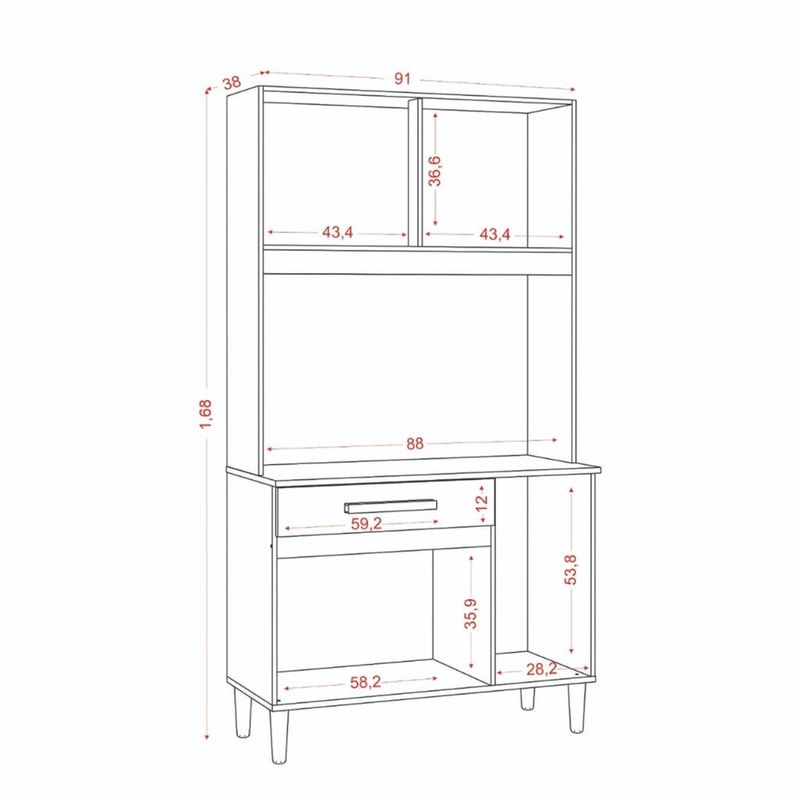 Cozinha Compacta 4 Portas 1 Gaveta 4306 Aramóveis
