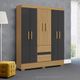 Guarda Roupa Solteiro 6 Portas 2 Gavetas com Pés Coimbra Aramóveis
