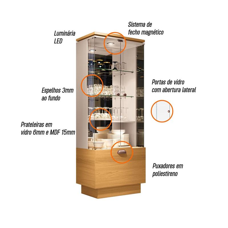 Cristaleira-2-Portas-de-Vidro-1-Gaveta-Aura-HB-Moveis
