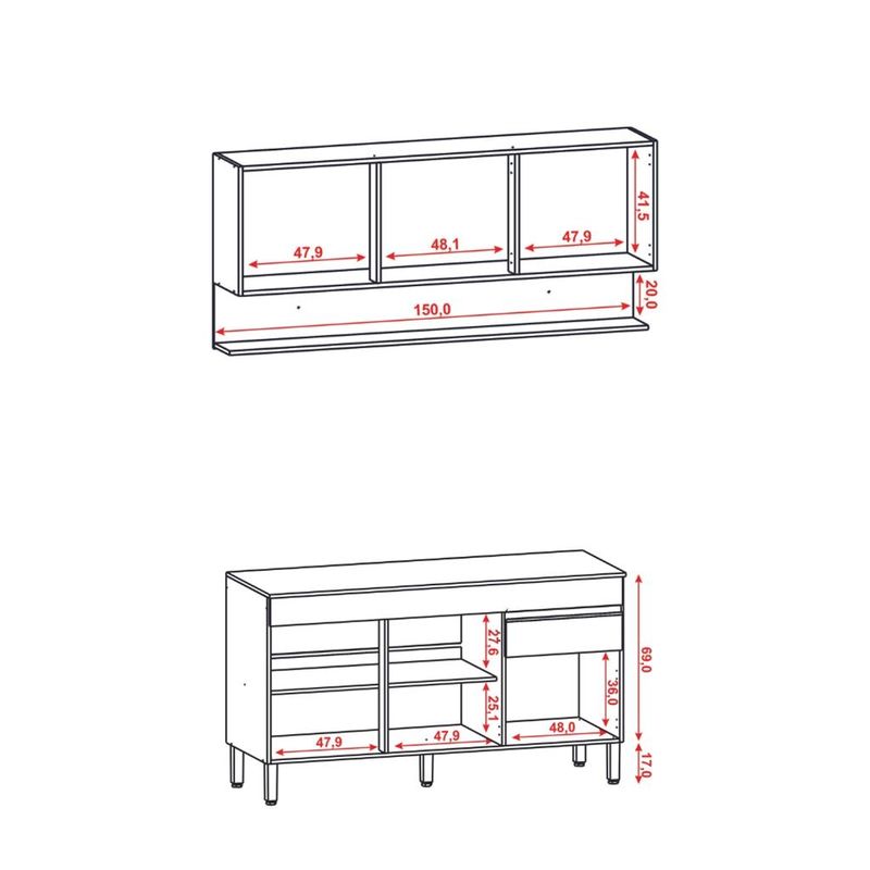 Cozinha-Compacta-com-Tampo-150cm-6-Portas-1-Gaveta-Line-Kits-Parana