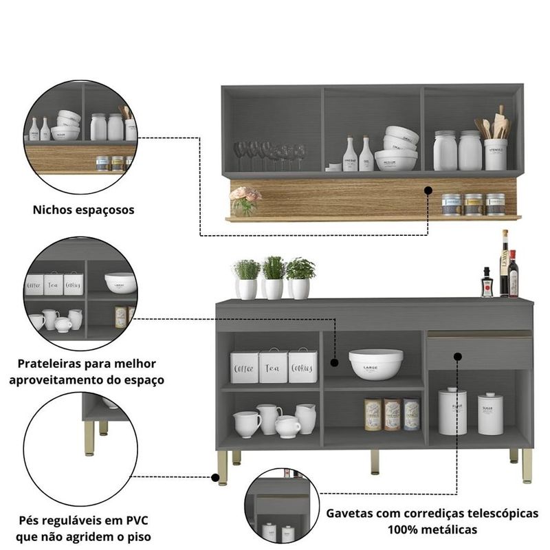 Cozinha-Compacta-com-Tampo-150cm-6-Portas-1-Gaveta-Line-Kits-Parana