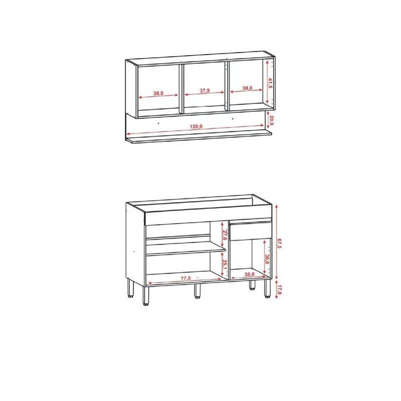 Cozinha-Compacta-com-Tampo-120cm-6-Portas-1-Gaveta-Line-Kits-Parana
