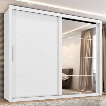 Guarda Roupa Casal com Espelho 2 Portas de Correr Imperador Plus Zanzini