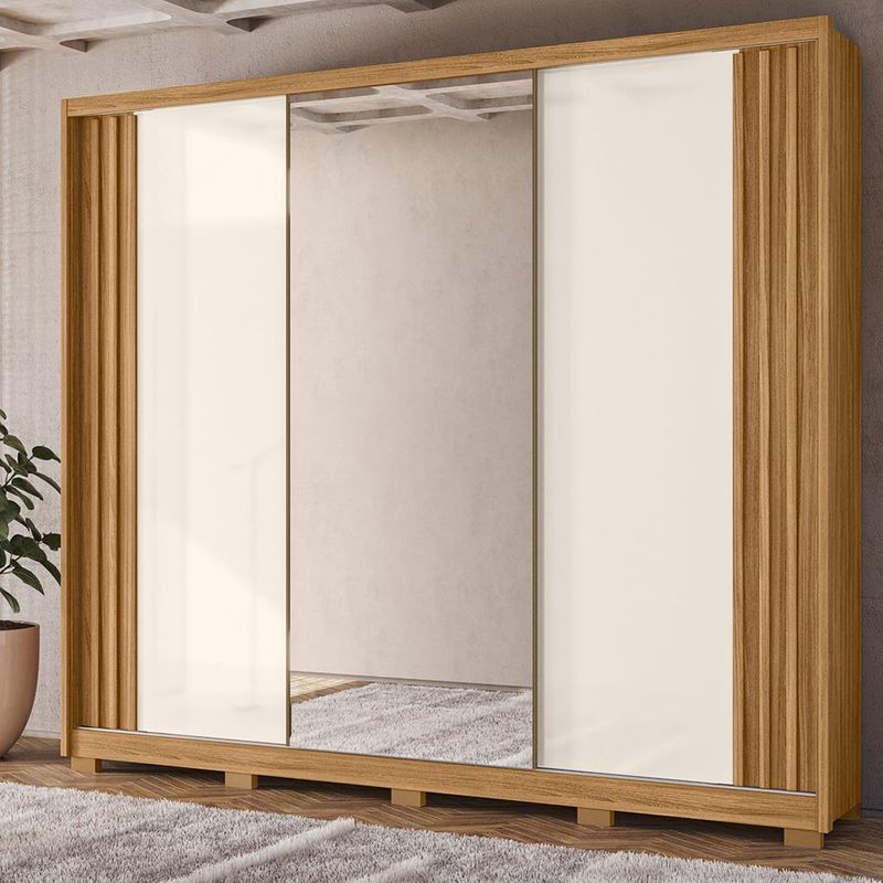 Guarda-Roupa-Casal-Espelho-3-Portas-de-Correr-6-Gavetas-Arizona-Moval