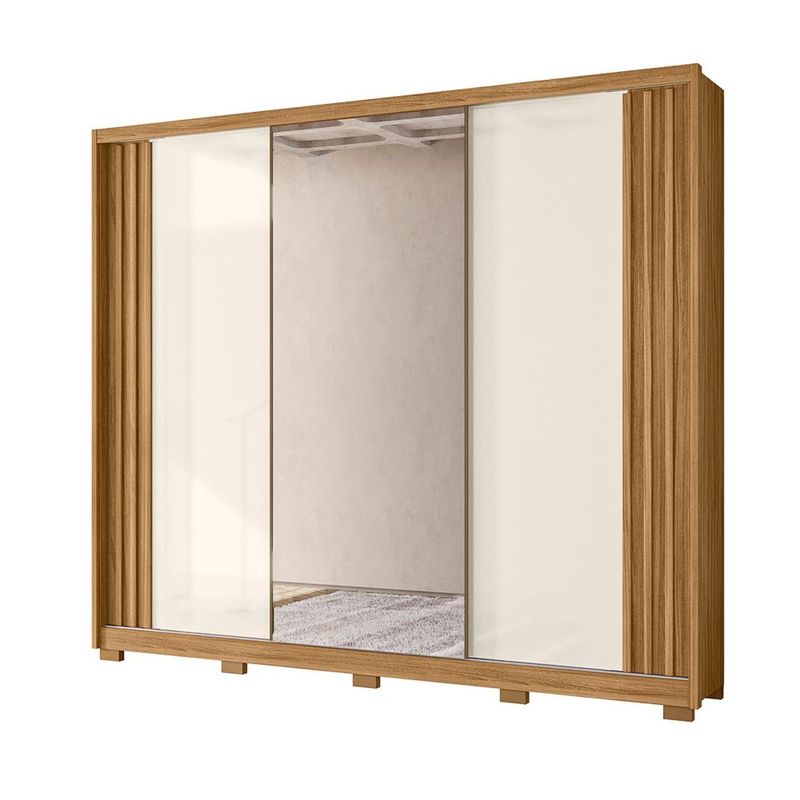 Guarda-Roupa-Casal-Espelho-3-Portas-de-Correr-6-Gavetas-Arizona-Moval