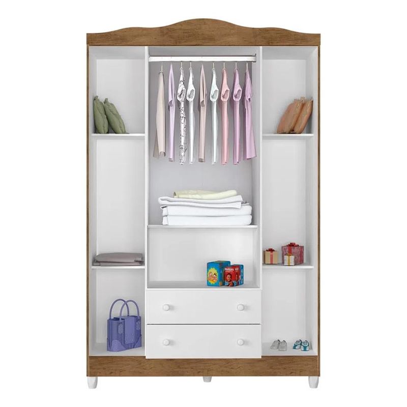 Guarda Roupa Infantil 4 Portas 2 Gavetas Ariel Carolina Baby