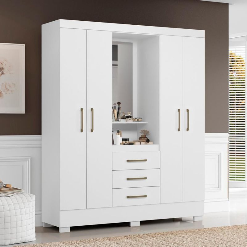 Guarda-Roupas-Casal-4-Portas-3-Gavetas-Flex-Paris-Aramoveis