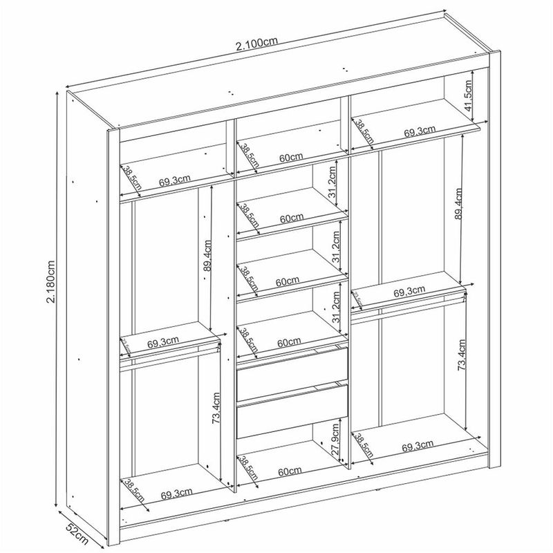 Guarda-Roupa-Casal-3-Portas-de-Correr-Ripado-2-Gavetas-Flex-Moema-Demobile