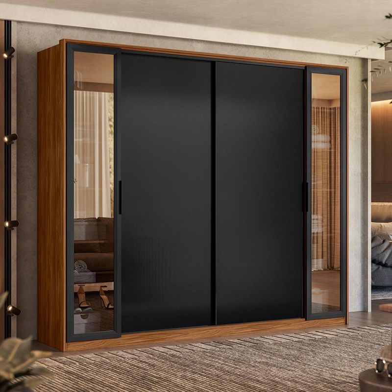 Guarda-Roupa-Casal-com-Vidro-Reflecta-4-Portas-4-Gavetas-Flex-Laredo-Demartz