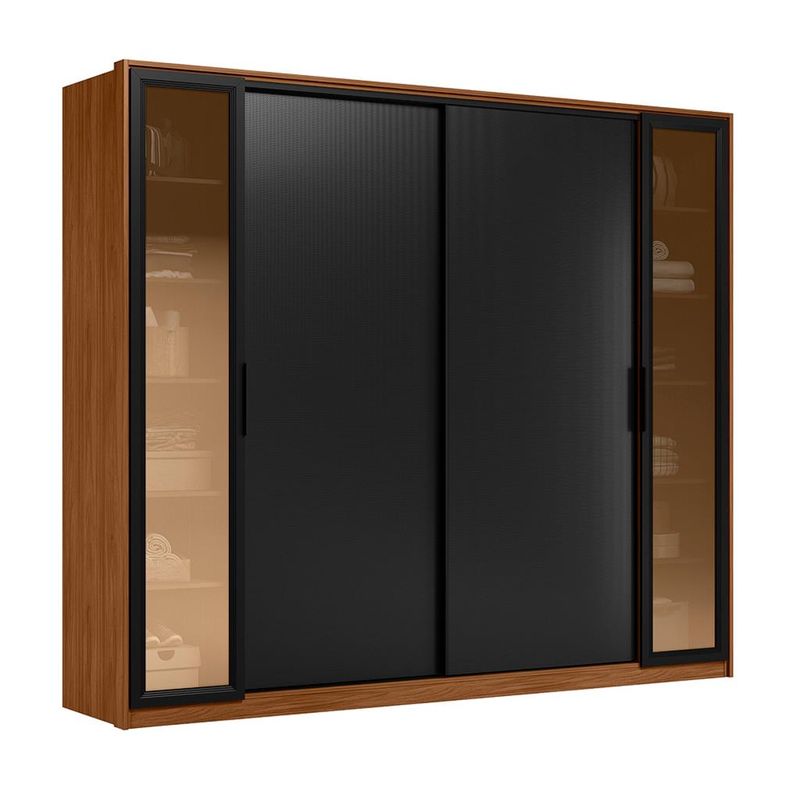 Guarda-Roupa-Casal-com-Vidro-Reflecta-4-Portas-4-Gavetas-Flex-Laredo-Demartz