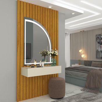Penteadeira 1 Gaveta LED Ripado Realeza Gelius