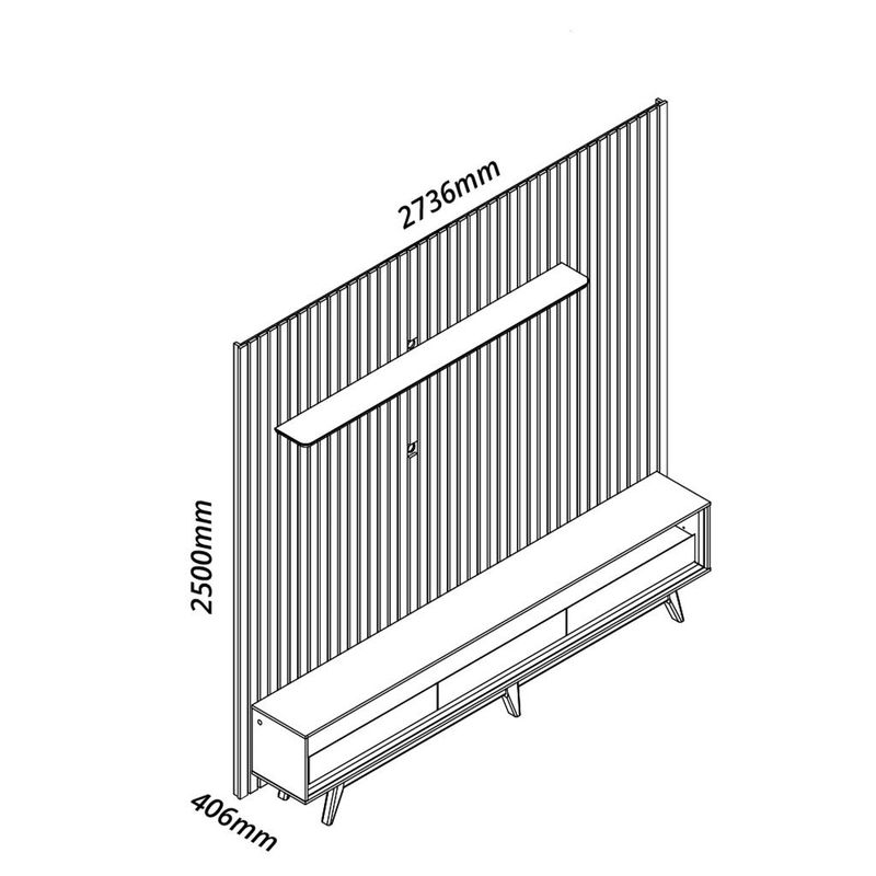 Rack-com-Painel-para-TV-ate-85-Polegadas-3-Gavetas-Ripado-LED-com-Pes-Nobre-Requinte-Gelius