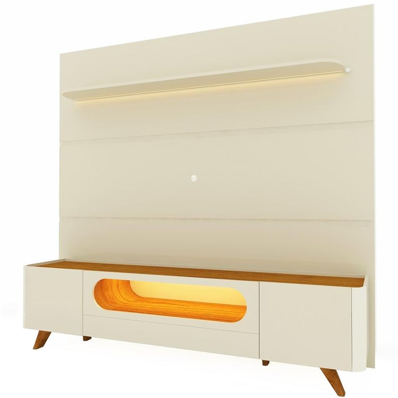 Rack-com-Painel-para-TV-ate-85-Polegadas-2-Portas-1-Gaveta-LED-com-Pes-de-Madeira-Royal-Nobre-Gelius