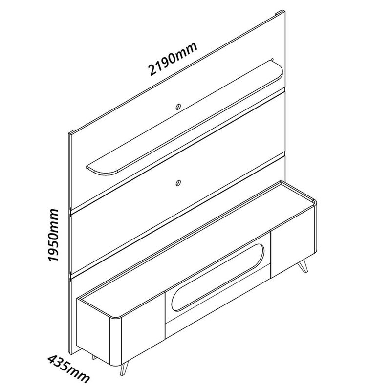 Rack-com-Painel-para-TV-ate-85-Polegadas-2-Portas-1-Gaveta-LED-com-Pes-de-Madeira-Royal-Nobre-Gelius