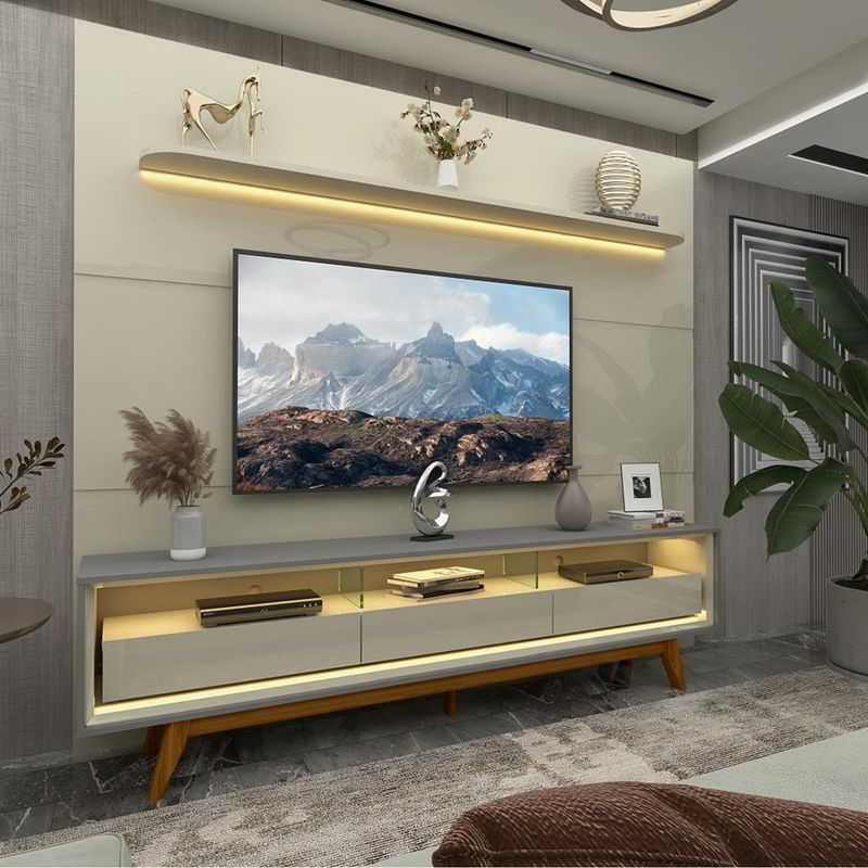 Rack-com-Painel-para-TV-ate-85-Polegadas-3-Gavetas-LED-com-Pes-Royal-Requinte-Gelius