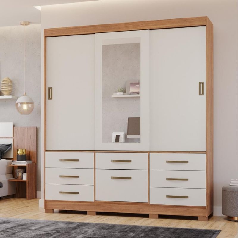 Guarda-Roupa-Casal-Espelho-3-Portas-8-Gavetas-Luiza-Panan