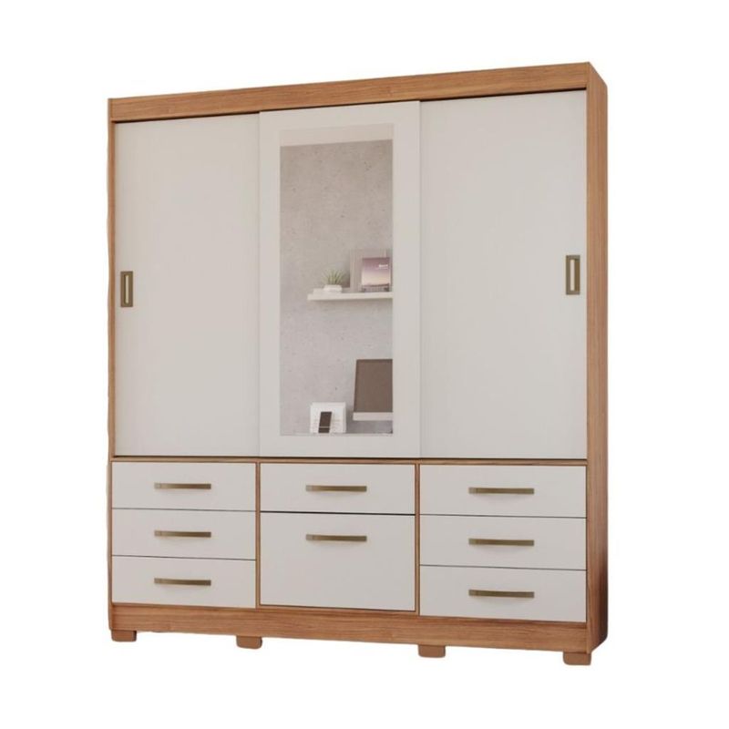 Guarda-Roupa-Casal-Espelho-3-Portas-8-Gavetas-Luiza-Panan