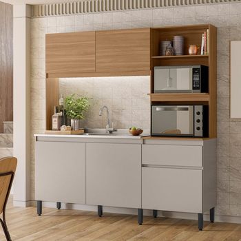 Cozinha Compacta 5 Portas 1 Gaveta sem Tampo Amaranto Demóbile