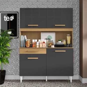 Cozinha Compacta 4 Portas 1 Gaveta com Tampo Marina Aramóveis