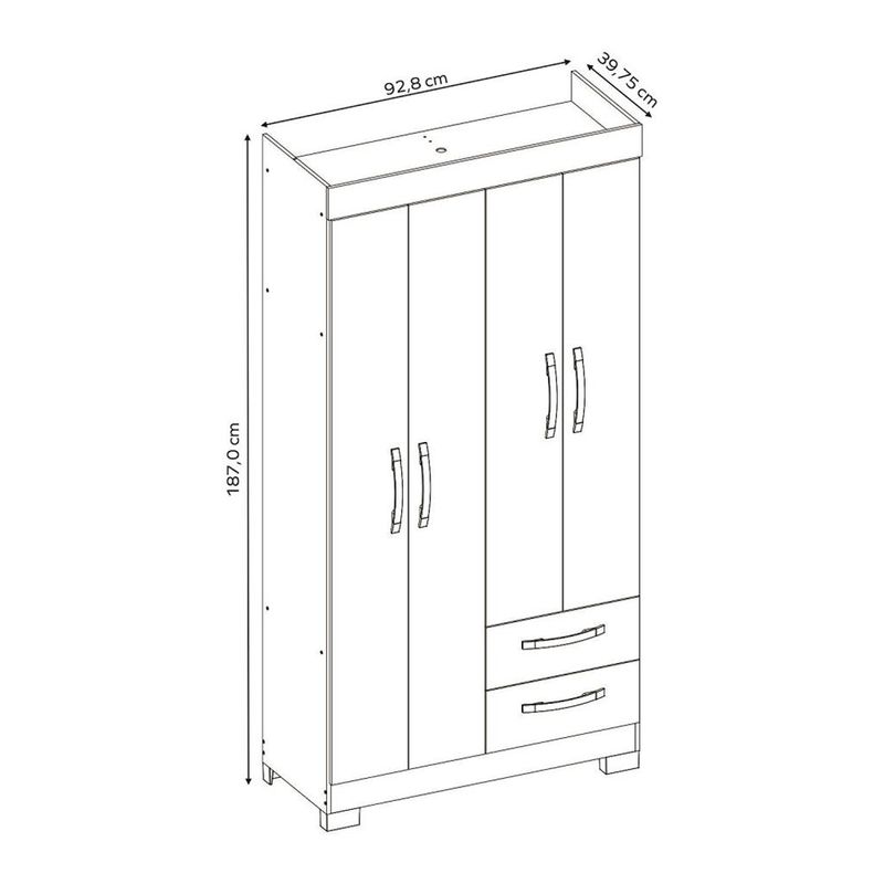 Guarda-Roupa-Solteiro-4-Portas-2-Gavetas-Flex-NT-6010-Notavel-Moveis