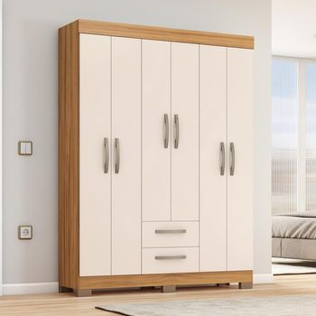 Guarda Roupa Solteiro com Pés 6 Portas 2 Gavetas NT 6015 Notável Móveis