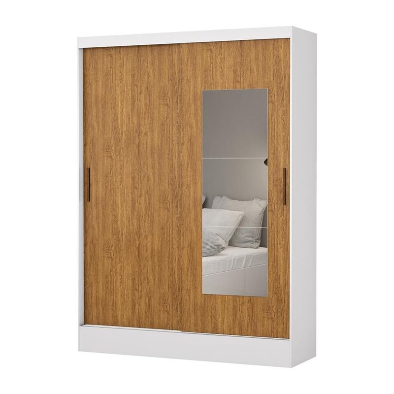 Guarda-Roupa-Solteiro-Espelho-2-Portas-de-Correr-2-Gavetas-Belem-Carioca-Moveis
