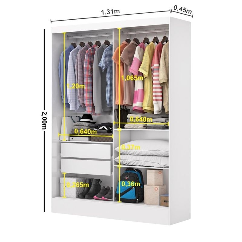 Guarda-Roupa-Solteiro-Espelho-2-Portas-de-Correr-2-Gavetas-Belem-Carioca-Moveis