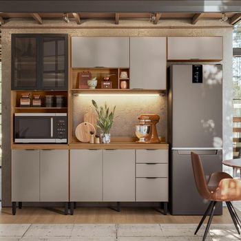 Cozinha Modulada 4 Peças com Tampo e Vidro FL0006 Firenza Demobile