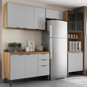 Cozinha Modulada 4 Peças com Tampo e Vidro FI0002 Firenza Demobile
