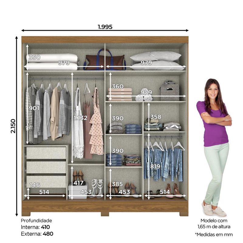 Guarda-Roupa-Casal-Espelho-2-Portas-de-Correr-3-Gavetas-B352-Briz