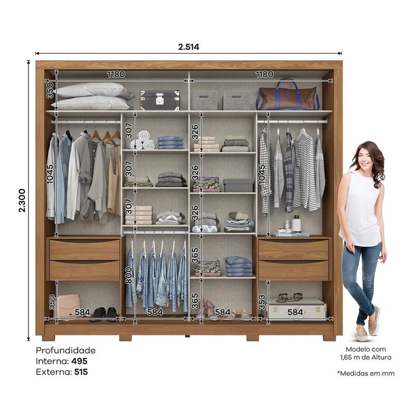 Guarda-Roupa-Casal--Espelhos-2-Portas-de-Correr-4-Gavetas-Medelin-Briz