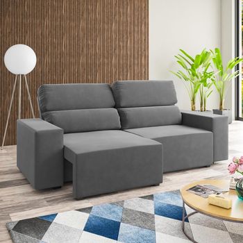 Sofá 3 Lugares Retrátil e Reclinável 200cm Veludo Gold Viero Móveis