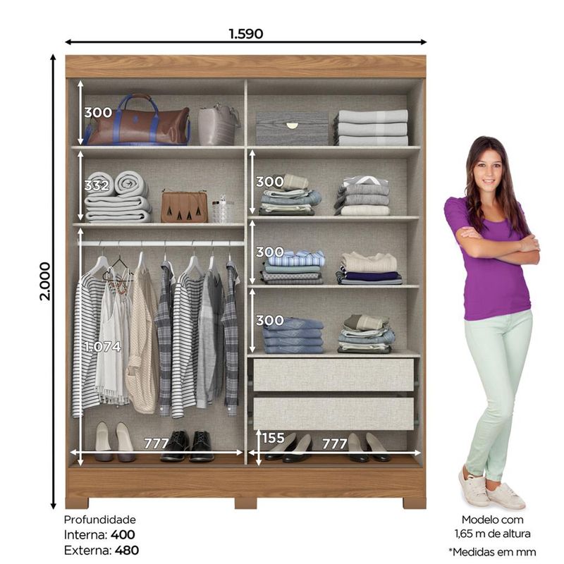 Guarda-Roupa-Casal-Espelho-2-Portas-de-Correr-2-Gavetas-Flex-B353-Briz