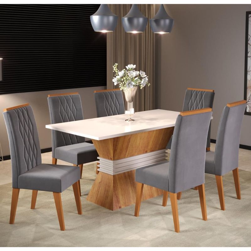 Conjunto-Sala-de-Jantar-Mesa-Plata-6-Cadeiras-Cristal-Viero
