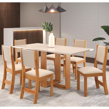 Conjunto Sala de Jantar Mesa Pinot 6 Cadeiras Sol Viero