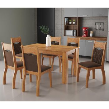 Conjunto Sala de Jantar Mesa Amanda 6 Cadeiras Florença Viero