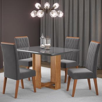 Conjunto Sala de Jantar Mesa Caxias 6 Cadeiras Cristal Viero