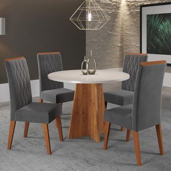 Conjunto Sala de Jantar Mesa Fiorenza 4 Cadeiras Cristal Viero