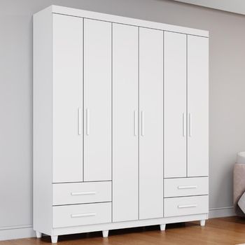Guarda Roupa Casal com Pés 6 Portas 4 Gavetas Canadá Plus Conquista Móveis