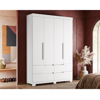 Guarda Roupa Casal 4 Portas 4 Gavetas com Pés Doble Albatroz