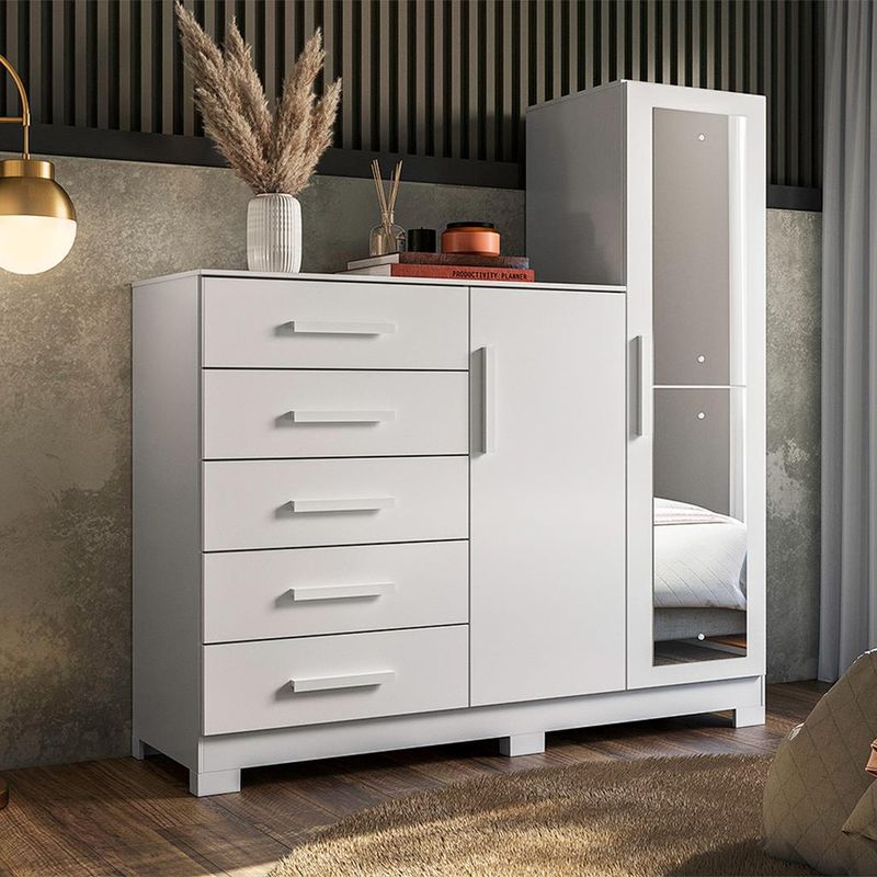 Comoda-com-Espelho-5-Gavetas-2-Portas-New-Master-Albatroz