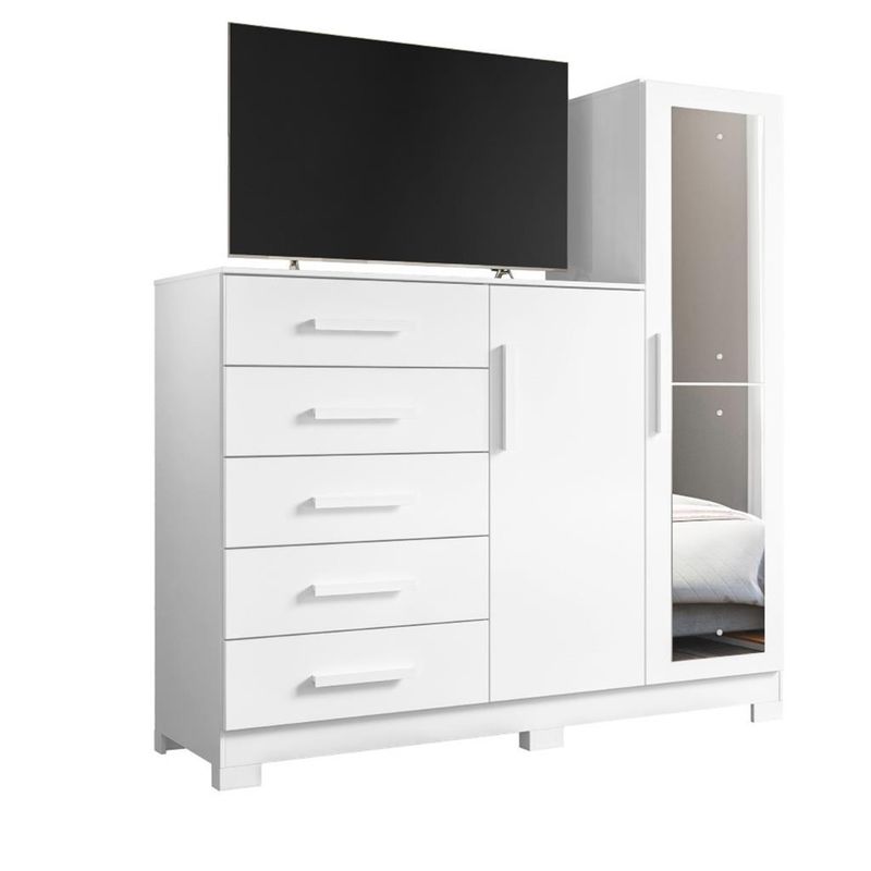 Comoda-com-Espelho-5-Gavetas-2-Portas-New-Master-Albatroz