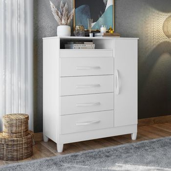 Cômoda 4 Gavetas 1 Porta com Pés Turquesa Albatroz