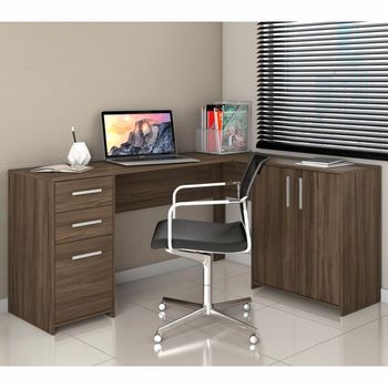 Mesa de Canto para Escritório 2 Portas 3 Gavetas NT 2005 Notável