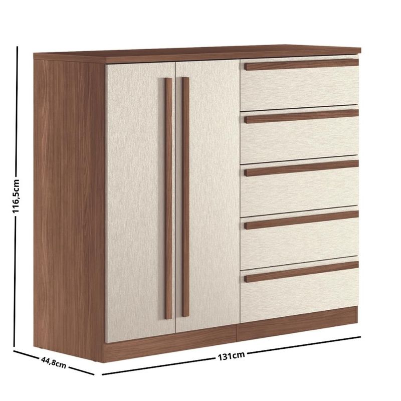 Comoda-5-Gavetas-2-Portas-com-Pes-Malaga-Gold-Santos-Andira