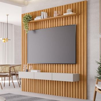 Painel Ripado para TV até 65 Polegadas 1 Porta 2 Gavetas Maragogi Permobili