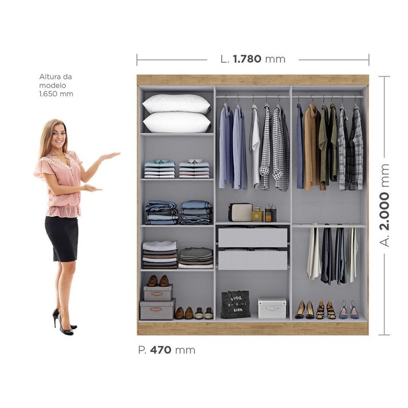 Guarda-Roupa-Casal-Espelho-MDF-6-Portas-2-Gavetas-Genebra-Maxel